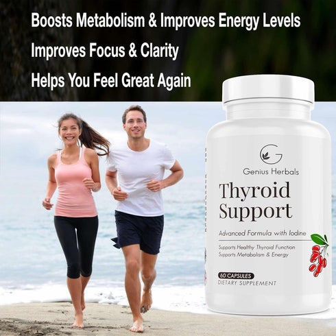 Thyroid Support Advanced Formula with Iodine - Supports Metabolism, Energy & Healthy Thyroid - Non-GMO - 60 Capsules