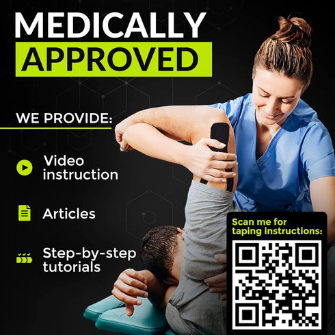 TapeGeeks Kinesiology Tape - Hypoallergenic Athletic Tape, Medical, Weightlifting, Gym, Muscle, Knee, Ankle, Arm