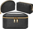KTMOUW Makeup Bag, 3 Pcs Waterproof Cosmetic Bag Set, Portable Travel Organizer for Women, Black