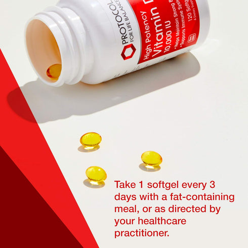 Protocol Vitamin D3 10,000 IU - Bone & Immune Support Dietary Supplement - Non-GMO, Halal, Keto-Friendly - 120 Softgels
