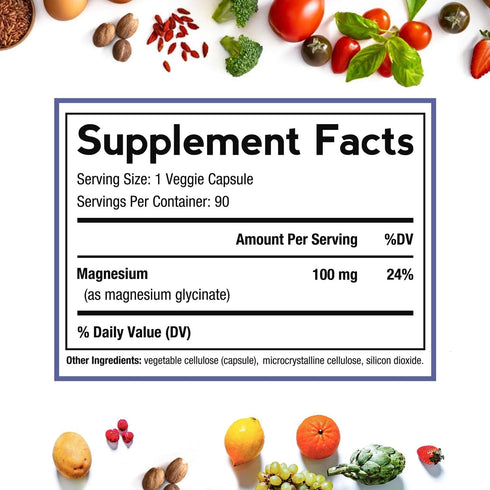 Doctor's Recipes Magnesium Glycinate for Men & Women, 100mg Elemental Mag, 90 Caps, Amino Acid Chelated, High Absorption, Easy on Stomach, Calm, Bone, Muscle, Heart, Energy, Nerve, No Gluten