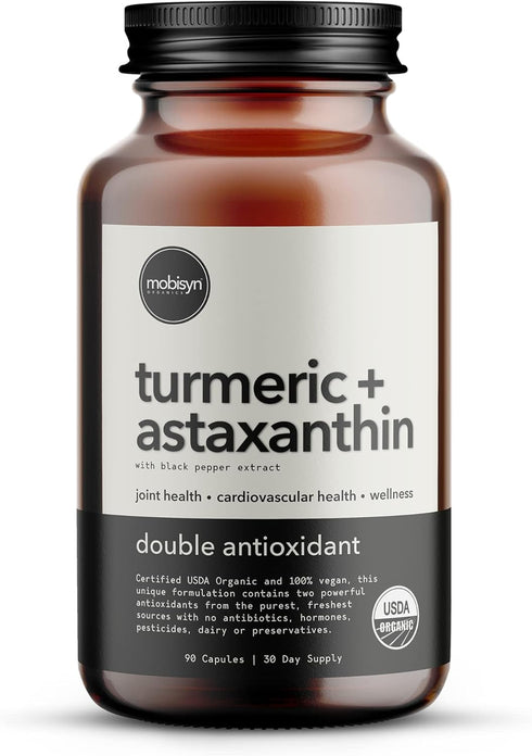 Organic Turmeric Supplement 1500mg, Triple Strength Astaxanthin 12mg, Black Pepper Antioxidant for Absorption, 30-Days