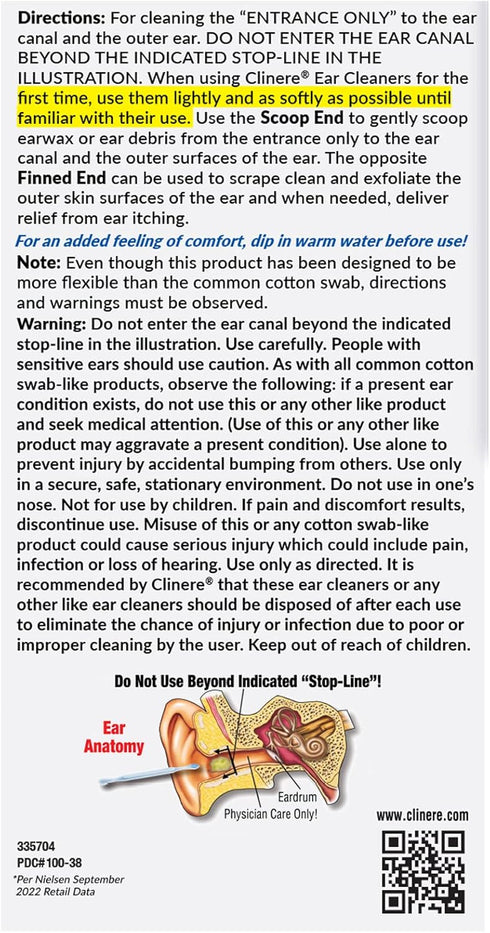 Clinere Ear Cleaners, Gentle Canal Cleaning and Ear Wax Removal Tool, 36 Count