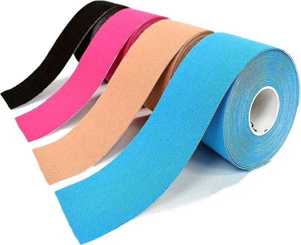 OBTANIM 4 Rolls Kinesiology Tape, Waterproof Breathable Athletic Elastic for Muscle Pain Relief in Gym, Fitness, Running