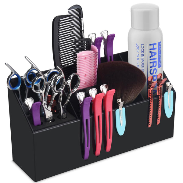Noverlife Large Storage Box for Hair Scissors, Professional Hairdressing Combs, Clips, and Tool Box - Black