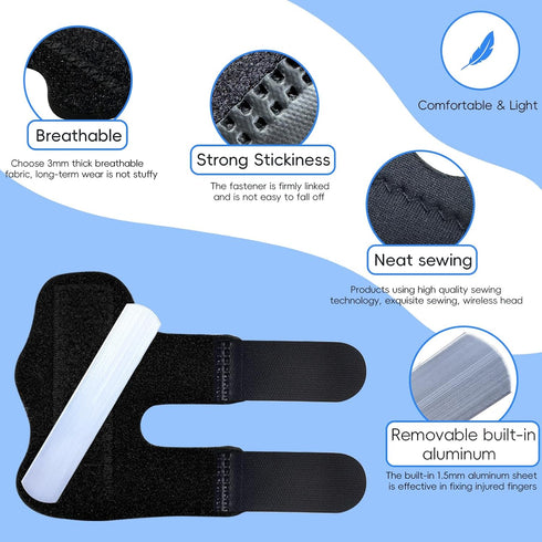 Finger Splint, Universal Trigger Finger Brace for Broken/Arthritis Pain Relief, 4 Pack, Black