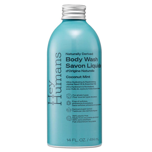 Hey Humans Coconut Mint Hydrating Body Wash with Natural Ingredients - Jojoba Oil | Vegan, Cruelty Free, 14 fl. Oz