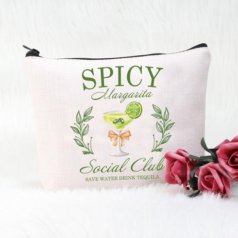 POFULL Margarita Social Club Tequila Gift, Spicy Margarita Cosmetic Bag for Girls Trip