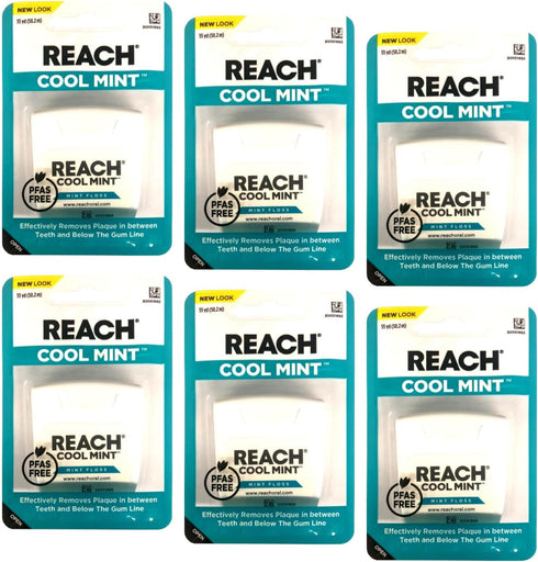 REACH Dental Floss, 6 Count, Cool Mint