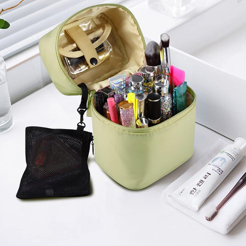 Makeup Bag Travel Cosmetic Organizer, Small Makeup Brush Holder, Cute Portable Toiletry Storage Bag for Women