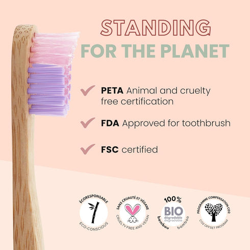4 Pack Soft Bamboo Unicorn Toothbrush for Kids, Eco-Friendly, Soft Bristle for Sensitive Gums