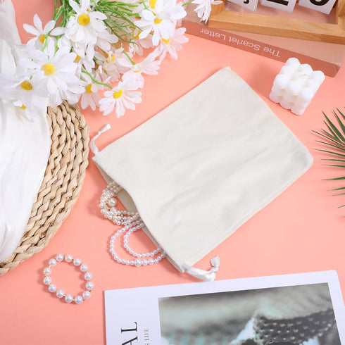 Oqqlin 30 8 10 Inch Pcs Beige Velvet Drawstring Bag, x Large Velvet Cloth Jewelry Gift Pouches Soft Candy Bags