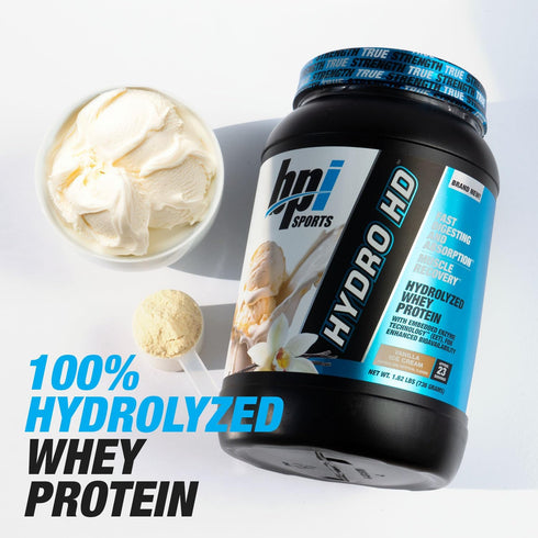 BPI Sports Hydro HD - 100% Hydrolyzed Whey Protein Powder - Muscle Growth, Recovery, 25g of Protein, Low Carb, Low