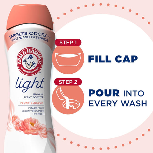 HAMMER 24 Oz ARM & Light In-Wash Scent Booster, No Heavy Perfumes, No Dyes, No Parabens, Peony Blossom Scent