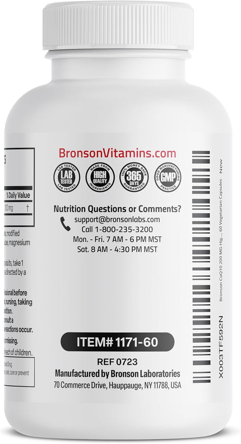 Bronson CoQ10 200 MG High Potency Cellular Energy Production, 60 Vegetarian Capsules
