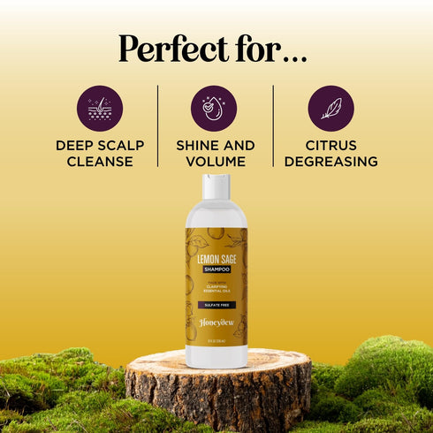 Lemon Sage Shampoo for Oily Hair - Sulfate Free Clarifying Shampoo with Keratin and Tea Tree Oil