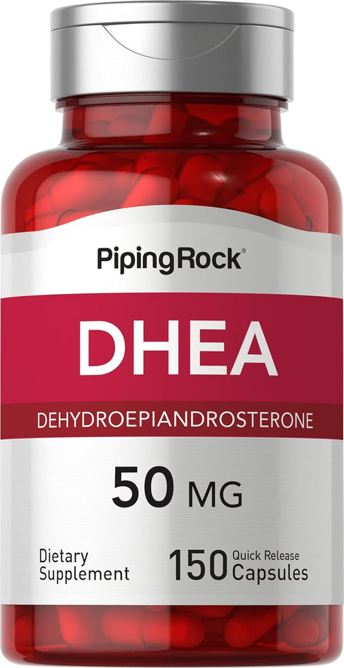 Piping Rock DHEA 50 mg | 150 Capsules | Gluten Free, Non-GMO Dehydroepiandrosterone Supplement