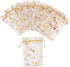 Volanic 100PCS Sheer Heart Organza Bags - 4X6 Inch Drawstring for Christmas Party Wedding Favor