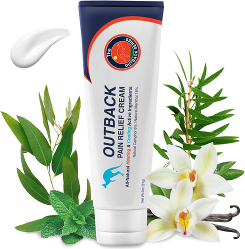 The Outback Series Pain Relief Cream, Natural Heating & Cooling with Camphor 6% & Menthol 16%, 60mL (2 oz)