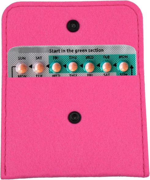 2 Pack Birth Control Pill Packet, 4" x 3" Privacy Protection Contraceptive Medicine Holder, Pink Pouch