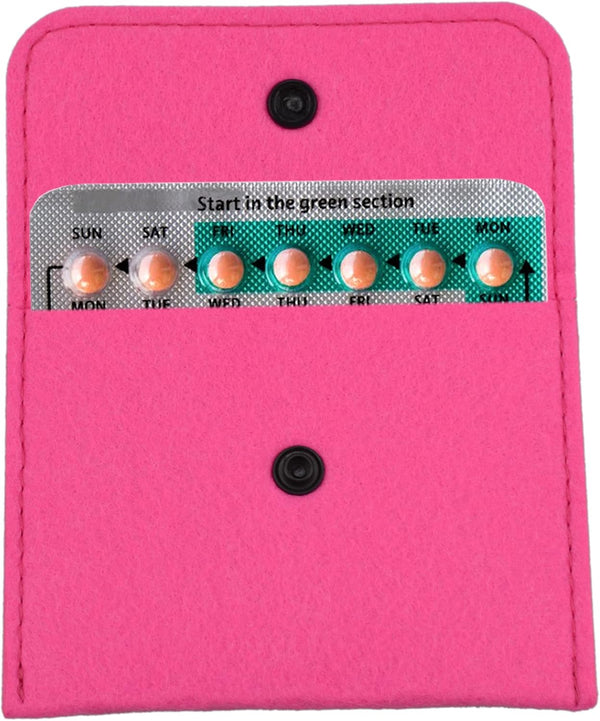 2 Pack Birth Control Pill Packet, 4" x 3" Privacy Protection Contraceptive Medicine Holder, Pink Pouch