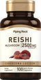 Piping Rock Reishi Mushroom Supplement | 2500mg | 100 Capsules | Standardized Herbal Extract with Ganoderma Lucidum