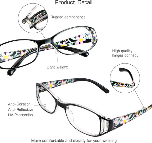 VisionGlobal 3 Pair Reading Glasses, Foldable Readers with Blue Light Blocking Lens, Compact Folding Glasses (3 Color,