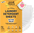 Zero Trace All Natural Laundry Detergent Sheets, Eco Friendly, Active Wear Travel Laundry Detergent, 72 Loads