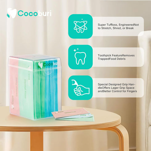 50 Count Individually Wrapped Dental Floss Picks, Oral Care Flossers for Adults, Travel Size
