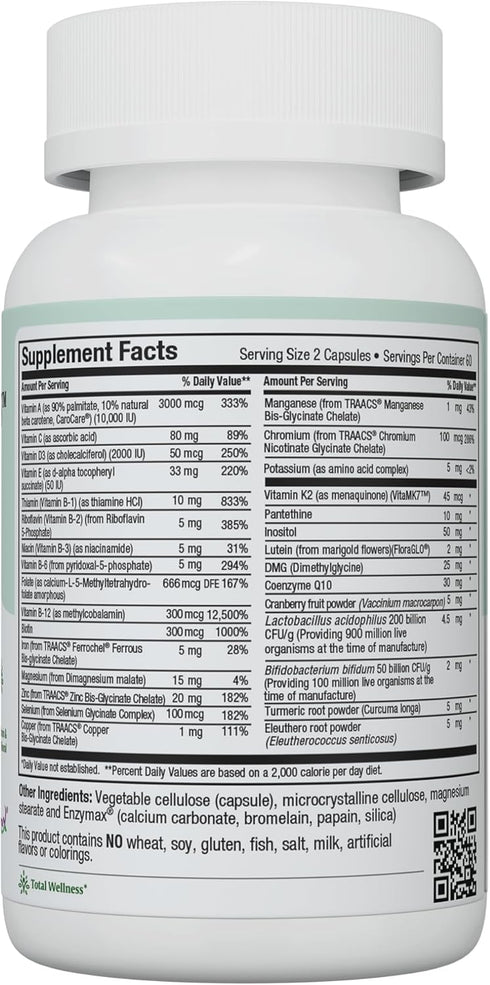 Maxi Health Multivitamin for Women & Men - Daily Vitamins with 30 Nutrients Including Iron, Zinc, Probiotics - 120