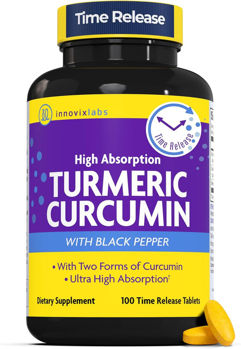 InnovixLabs Turmeric Curcumin with Black Pepper Extract - High Absorption, Time Release Supplement, 100 ct