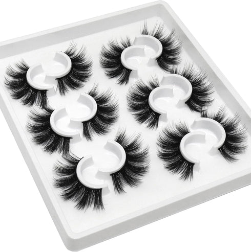 Losha Lashes 6 Pairs Fluffy False Eyelashes – 20mm Long Dramatic Faux Mink Strip 5D Lashes Pack for Makeup