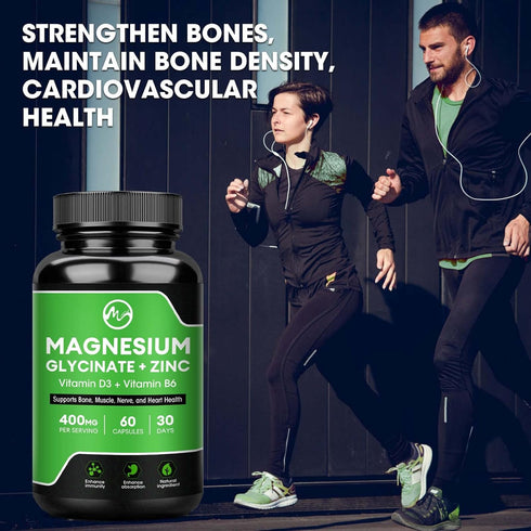 (2 Pack) Magnesium Glycinate Capsules - 400mg with Zinc, Vitamin D3 & B6, 120 Vegan Capsules for Support