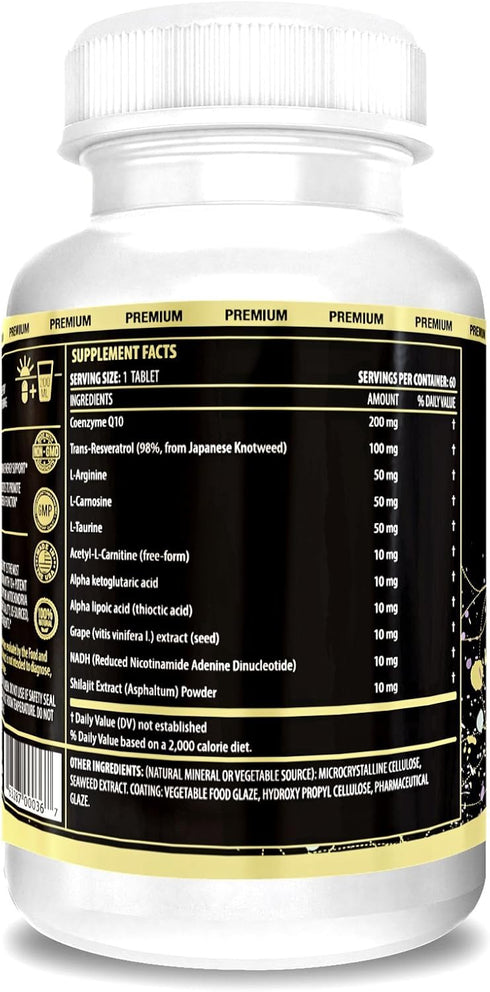 Actif Mitochondrial Mega Support, Non GMO, Fast Acting Energy Support with 10+ Advanced Factors, 60 Count