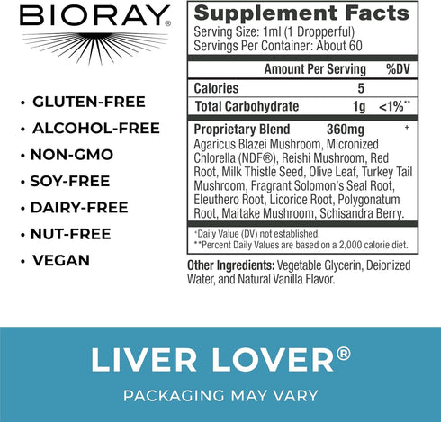 BIORAY Daily Liver Lover, 2 fl oz, Supports Liver & Adrenals, Non-GMO, Vegan, Gluten Free