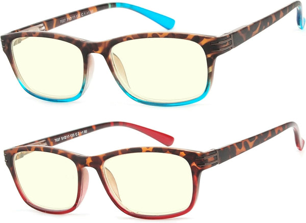 Success Eyewear Computer Glasses Set of 2 Pairs, Anti Glare Spring Hinge, Ombre Color for Men and Women
