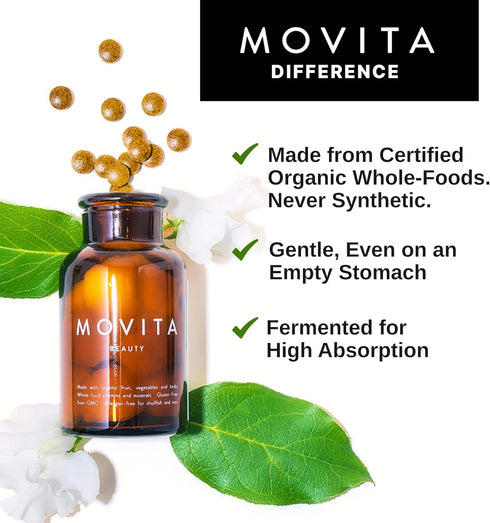 Movita Beauty - Promotes Healthy Hair, Skin & Nails with Biotin & Choline - 30-Day Supply Eco-Friendly Pouch