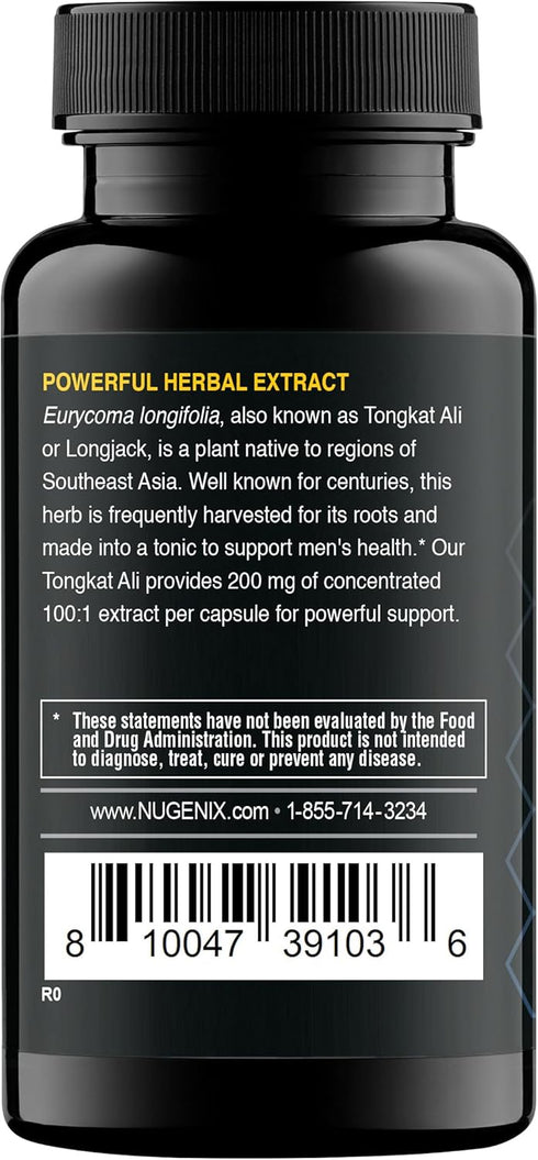 Nugenix Essentials Tongkat Ali for Men, Support for Men's Health, Longjack Eurycoma Extract, 30ct