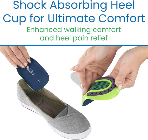 Gel Heel Cups for Heel Pain Relief (Pair) - Shock Absorbing Shoe Inserts Soles for Women, Men - Heavy Duty Arch Support Pads for Flat Feet & Plantar Fasciitis - Teen, Athletes, Elderly - (Medium)