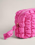 Quilted Makeup Bag, Cute Travel Toiletry Organizer for Women, Hot Pink Puffer Makeup Pouch (M, Hot Pink)