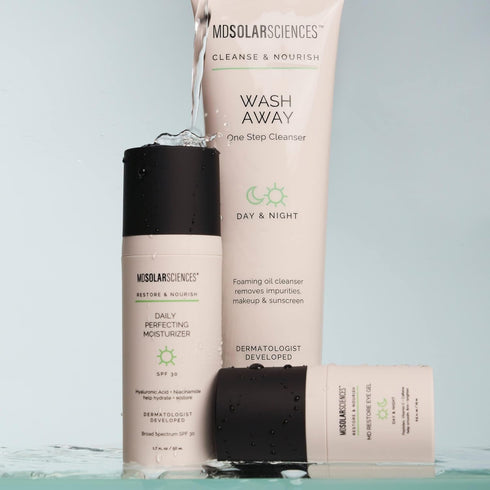 MDSolarSciences Wash Away One Step Foaming Cleanser, Dermatologist Developed Vegan Formula with Hyaluronic Acid,