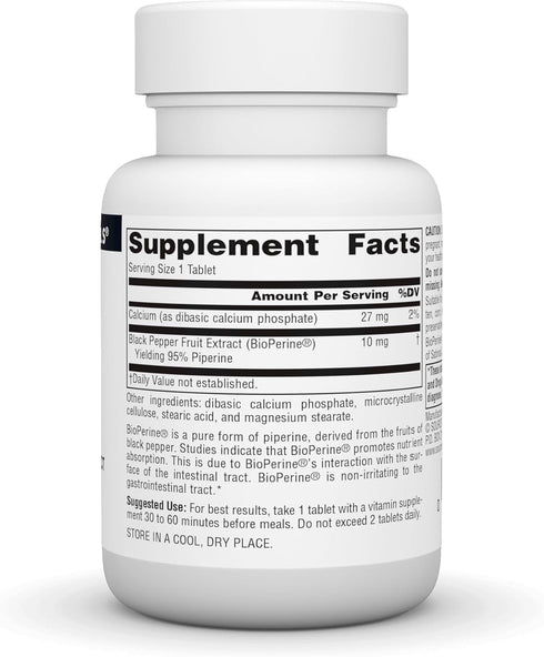 Source Naturals BioPerine - Black Pepper Fruit Extract, Promotes Nutrient Absorption* 10 mg, 120 Tablets