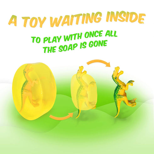 Relaxcation 1 Soap Bar For Kids with DINO Toy Inside - Natural Fresh LEMON Kids Soap, Clear Glycerin Safe For Skin