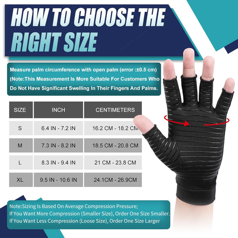 DRNAIETY Copper Arthritis Compression Gloves - Fingerless Arthritis Gloves for Men & Women, Relieve Joint Pain