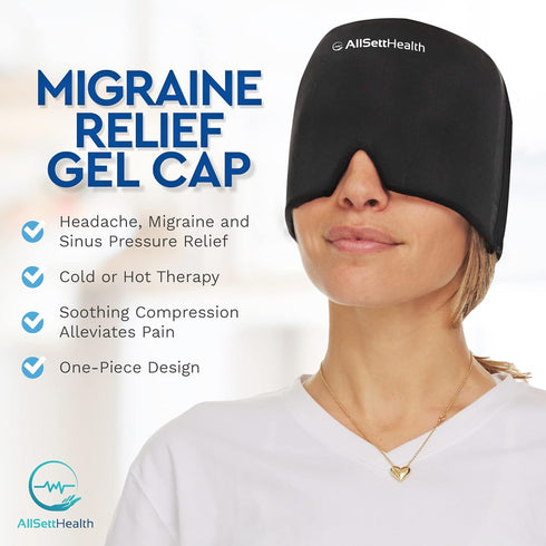 2 Pack Migraine Relief Cap Ice Head Wrap, Hot/Cold Gel Head Ice Pack with Face and Eye Mask for Headache Relief