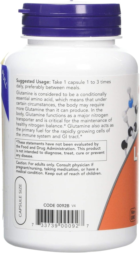 Now Foods Glutamine 500mg Capsules, 120 CT
