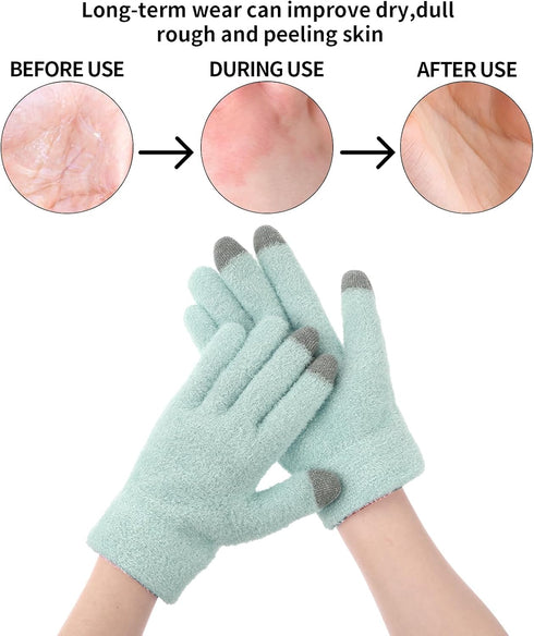 SPA Gloves for Dry Hands, Overnight Moisturizing Touch Screen Gloves for Women & Men, Reusable Cotton