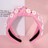 NVENF Flower Headbands for Women, Spring Summer Floral Knotted Headbands, Crystal Rhinestone White Pink, Beach