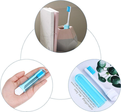 Patelai 8 Pieces Travel Toothbrush Set - Soft Bristle Mini Foldable Tooth Brush with Case for Camping (Bright Color)