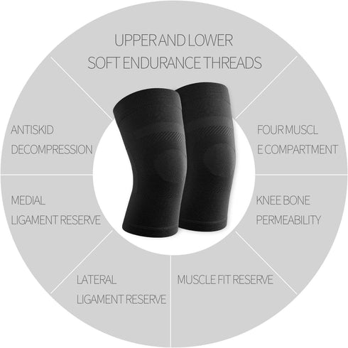 Knee Sleeves, 1 Pair, Lightweight Compression Sleeves for Men Women, Knee Brace Support for Joint Pain Relief, Black 3XL